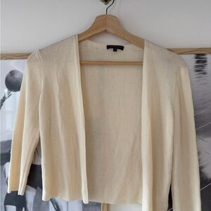 Lafayette 148 Cream Open-Front Sweater